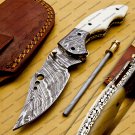 Custom Made Damascus Steel Folding Pocket Knife Best Gift for him groomsmen knives Fold knife