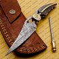 Custom Made Damascus Steel Folding Pocket Knife Best Gift for him groomsmen knives Fold knife
