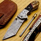 Custom Made Damascus Steel Folding Pocket Knife Best Gift for him groomsmen knives Fold knife