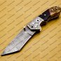 Custom Made Damascus Steel Folding Pocket Knife Best Gift for him groomsmen knives Fold knife