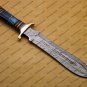 Handmade Damascus Steel Mosaic Bowie Knife Hunting Knife with Bone Handle Sheath