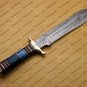 Handmade Damascus Steel Mosaic Bowie Knife Hunting Knife with Bone Handle Sheath