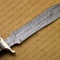 Handmade Damascus Steel Mosaic Bowie Knife Hunting Knife with Bone Handle Sheath