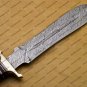 Handmade Damascus Steel Mosaic Bowie Knife Hunting Knife with Bone Handle Sheath
