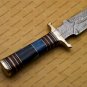 Handmade Damascus Steel Mosaic Bowie Knife Hunting Knife with Bone Handle Sheath