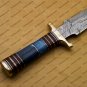 Handmade Damascus Steel Mosaic Bowie Knife Hunting Knife with Bone Handle Sheath