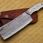 Damascus Steel Cleaver Chopper Chef Kitchen Knife Heavy Duty Damascus Handle Walnut Wood with Sheath