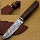 Damascus Steel Hunting Knife, Handmade Damascus Dagger Knife, Fixed Blade, Bowie Knife Rose Wood