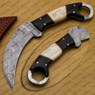 Handmade Damascus Steel Karambit Knife Hunting Knife Ross Wood Handle Gift for Him, Groomsman Gift