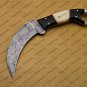 Handmade Damascus Steel Karambit Knife Hunting Knife Ross Wood Handle Gift for Him, Groomsman Gift