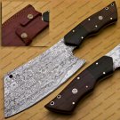 Damascus Steel Cleaver Chopper Chef Kitchen Knife Heavy Duty Damascus Handle Walnut Wood with Sheath