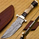 Damascus Steel Hunting knife Handle Deer Antler Handle + Gard shape could be different then picture