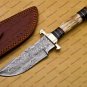 Damascus Steel Hunting knife Handle Deer Antler Handle + Gard shape could be different then picture
