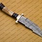 Damascus Steel Hunting knife Handle Deer Antler Handle + Gard shape could be different then picture
