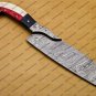 Damascus Steel Cleaver Chopper Chef Kitchen Knife Heavy Duty Damascus Handle Walnut Wood with Sheath