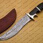 Personalized Custom Forged Hunter Knife Damascus Steel Bowie Knife Handle Sheet With Leather Sheath