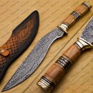 Handmade Damascus Steel Kukri Knife Densified Wood Handle Gift for Him  Anniversary Gift Valentines