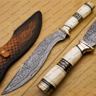Handmade Damascus Steel Kukri Knife Densified Wood Handle Gift for Him  Anniversary Gift Valentines