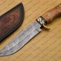 Personalized Custom Forged Hunter Knife Damascus Steel Bowie Knife Handle Sheet With Leather Sheath