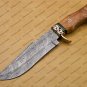 Personalized Custom Forged Hunter Knife Damascus Steel Bowie Knife Handle Sheet With Leather Sheath