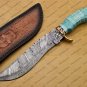 Personalized Custom Forged Hunter Knife Damascus Steel Bowie Knife Handle Sheet With Leather Sheath