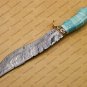 Personalized Custom Forged Hunter Knife Damascus Steel Bowie Knife Handle Sheet With Leather Sheath