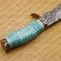 Personalized Custom Forged Hunter Knife Damascus Steel Bowie Knife Handle Sheet With Leather Sheath