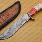 Personalized Custom Forged Hunter Knife Damascus Steel Bowie Knife Handle Sheet With Leather Sheath