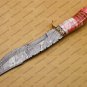 Personalized Custom Forged Hunter Knife Damascus Steel Bowie Knife Handle Sheet With Leather Sheath