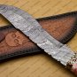 Personalized Custom Forged Hunter Knife Damascus Steel Bowie Knife Handle Sheet With Leather Sheath