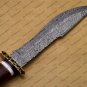 Handmade Damascus Steel Mosaic Bowie Knife Hunting Knife with Bone Handle Sheath