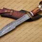 Handmade Damascus Steel Mosaic Bowie Knife Hunting Knife with Bone Handle Sheath