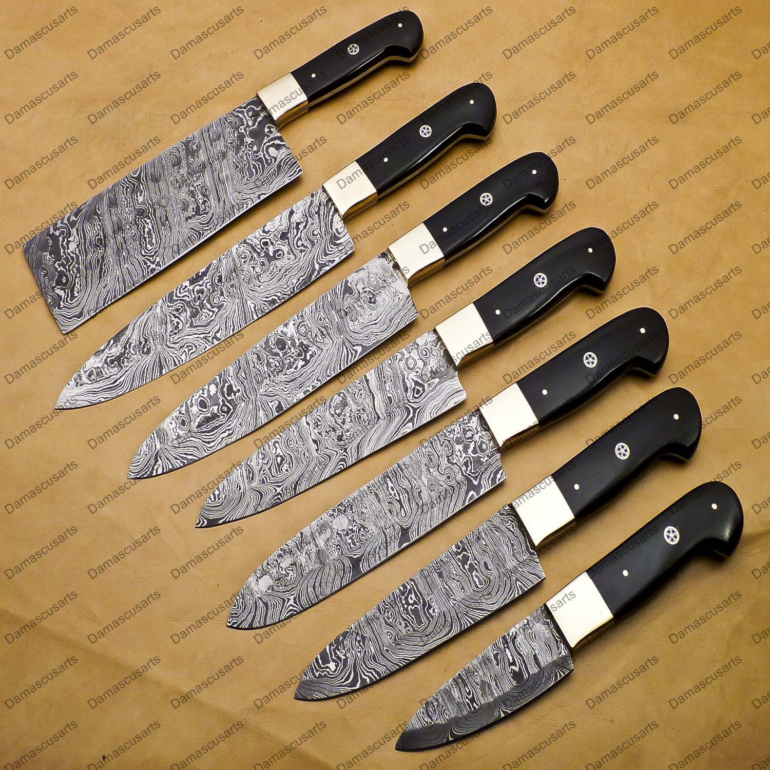 7 Pc Damascus Chef Knife Vintage Knife Forged Steel Knife Perfect Gift Kitchen Knife With Sheath