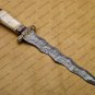 Beautiful Custom Handmade Damascus Steel Dagger Knife with Leather Sheath