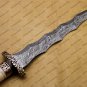 Beautiful Custom Handmade Damascus Steel Dagger Knife with Leather Sheath