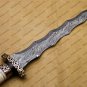 Beautiful Custom Handmade Damascus Steel Dagger Knife with Leather Sheath