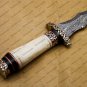 Beautiful Custom Handmade Damascus Steel Dagger Knife with Leather Sheath