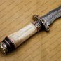 Beautiful Custom Handmade Damascus Steel Dagger Knife with Leather Sheath