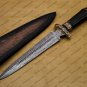Beautiful Custom Handmade Damascus Steel Dagger Knife with Leather Sheath