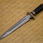 Beautiful Custom Handmade Damascus Steel Dagger Knife with Leather Sheath