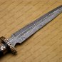 Beautiful Custom Handmade Damascus Steel Dagger Knife with Leather Sheath