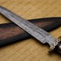 Beautiful Custom Handmade Damascus Steel Dagger Knife with Leather Sheath