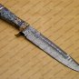 Custom Handmade Damascus Steel Mosaic Bowie Knife Hunting Knife Sheet Handle With Leather Sheath