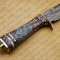 Custom Handmade Damascus Steel Mosaic Bowie Knife Hunting Knife Sheet Handle With Leather Sheath