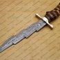 Custom Handmade Damascus Steel Mosaic Bowie Knife Hunting Knife Sheet Handle With Leather Sheath