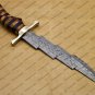 Custom Handmade Damascus Steel Mosaic Bowie Knife Hunting Knife Sheet Handle With Leather Sheath