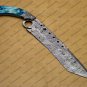 Custom Handmade Damascus Steel Mosaic Bowie Knife Hunting Knife Sheet Handle With Leather Sheath