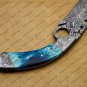 Custom Handmade Damascus Steel Mosaic Bowie Knife Hunting Knife Sheet Handle With Leather Sheath
