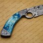 Custom Handmade Damascus Steel Mosaic Bowie Knife Hunting Knife Sheet Handle With Leather Sheath