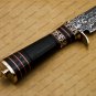 Custom Handmade Damascus Steel Mosaic Bowie Knife Hunting Knife Sheet Handle With Leather Sheath